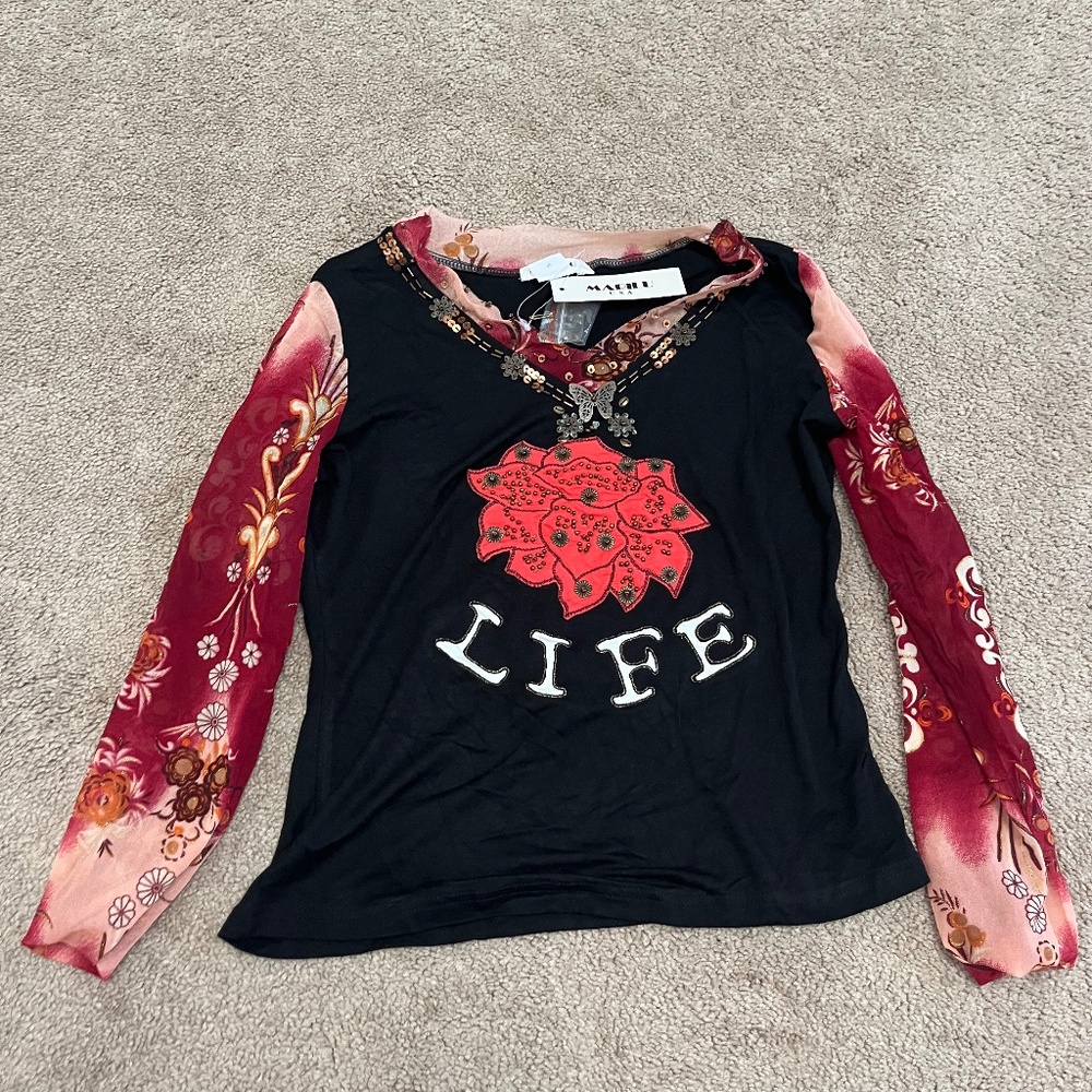 Vintage Beaded Y2K top
